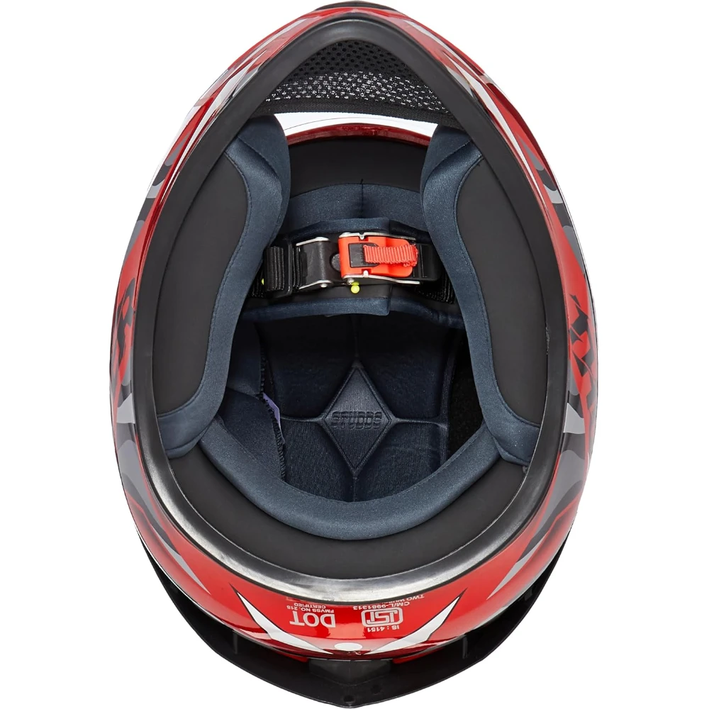 Studds Thunder Full Face Helmet D7 with Clear Visor (Red N9, L)