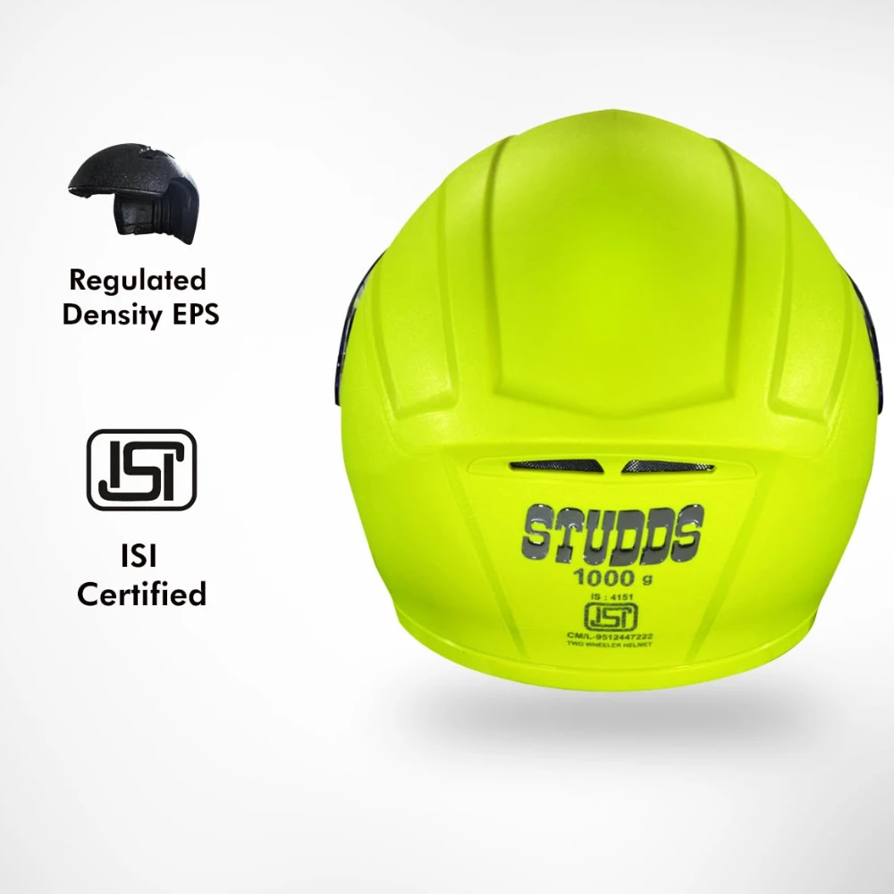STUDDS Crest Eco ISI Certified Full Face Helmet for Men and Women with Clear Visor