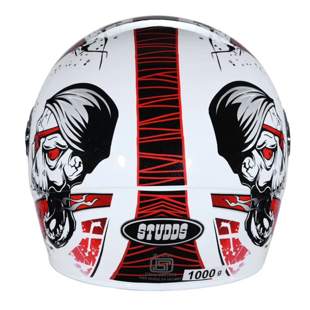 Studds Chrome Super D3 Full Face Helmet (White and Red, Large)