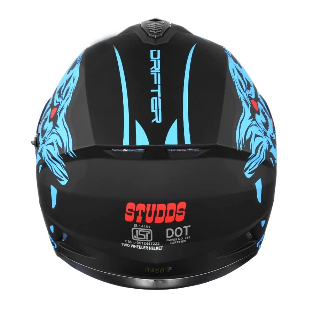 Studds Drifter Full Face Helmet Matt Black N1, Size: XL(60 cm)