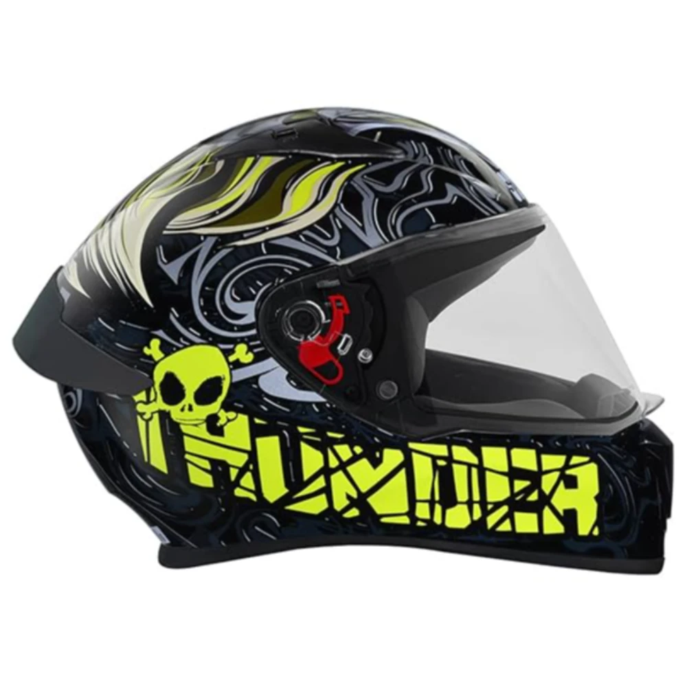Studds Thunder Full Face Helmet D9 with Clear Visor (Black N5, XL)