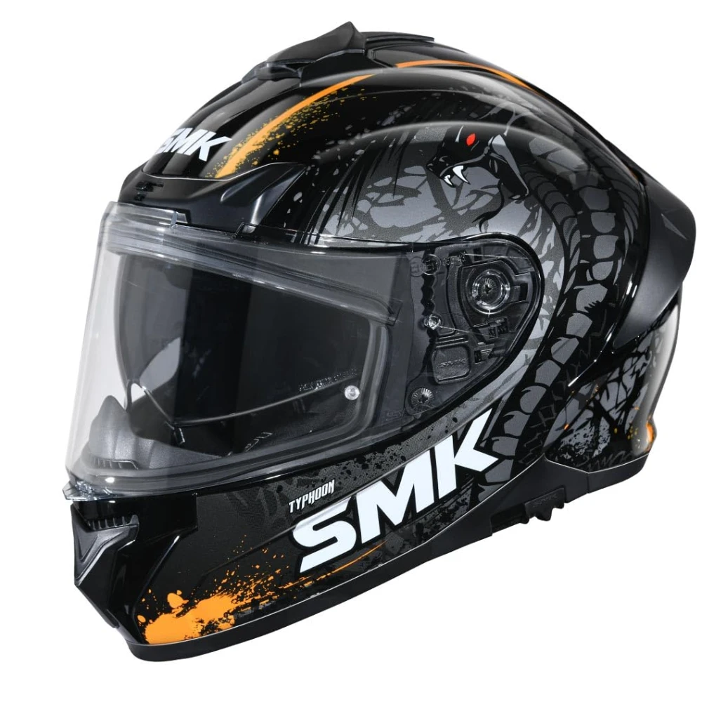 SMK Reptile ISI ECE & DOT Certified Full Face Dual Visor Helmet for Men and Women with Pinlock Fitted Clear Visor and Inner Sun Visor