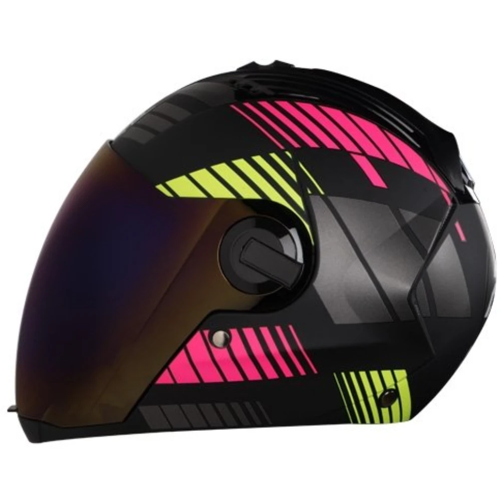 Steelbird SBA-2 Robot Glossy Pink with Neon with Rainbow Visor,580 mm