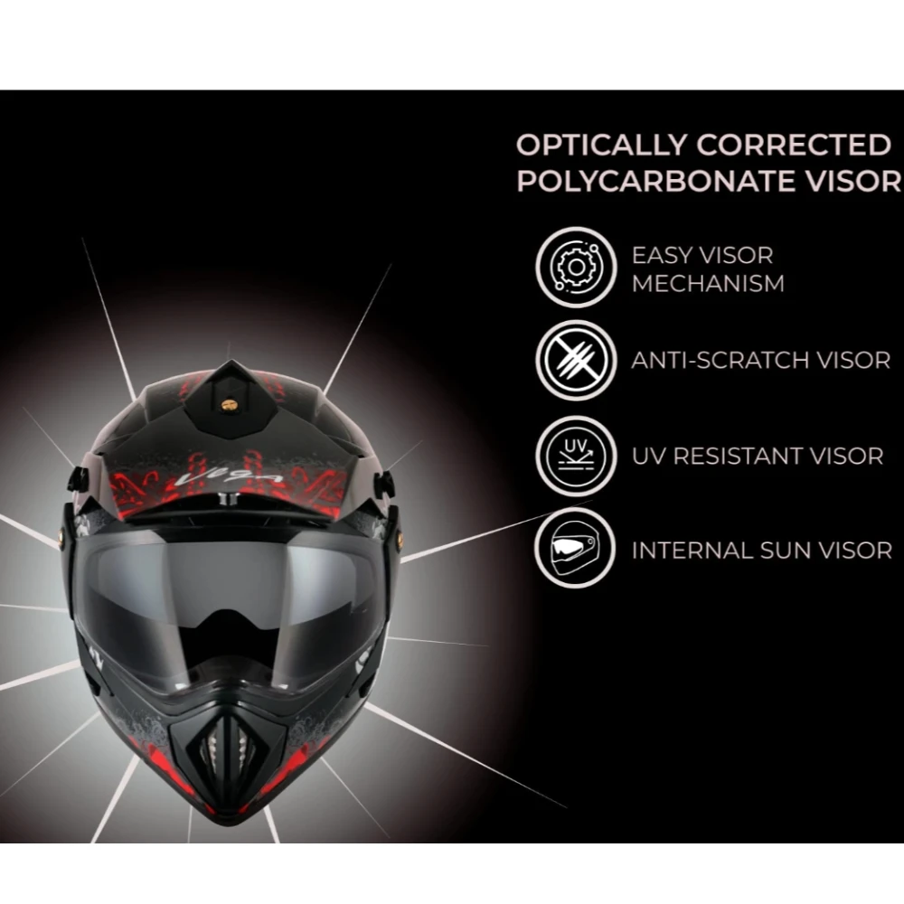 Off Road D/V Gangster Black Red Helmet-L Vega Off Road D/V Gangster Black Red Helmet-L