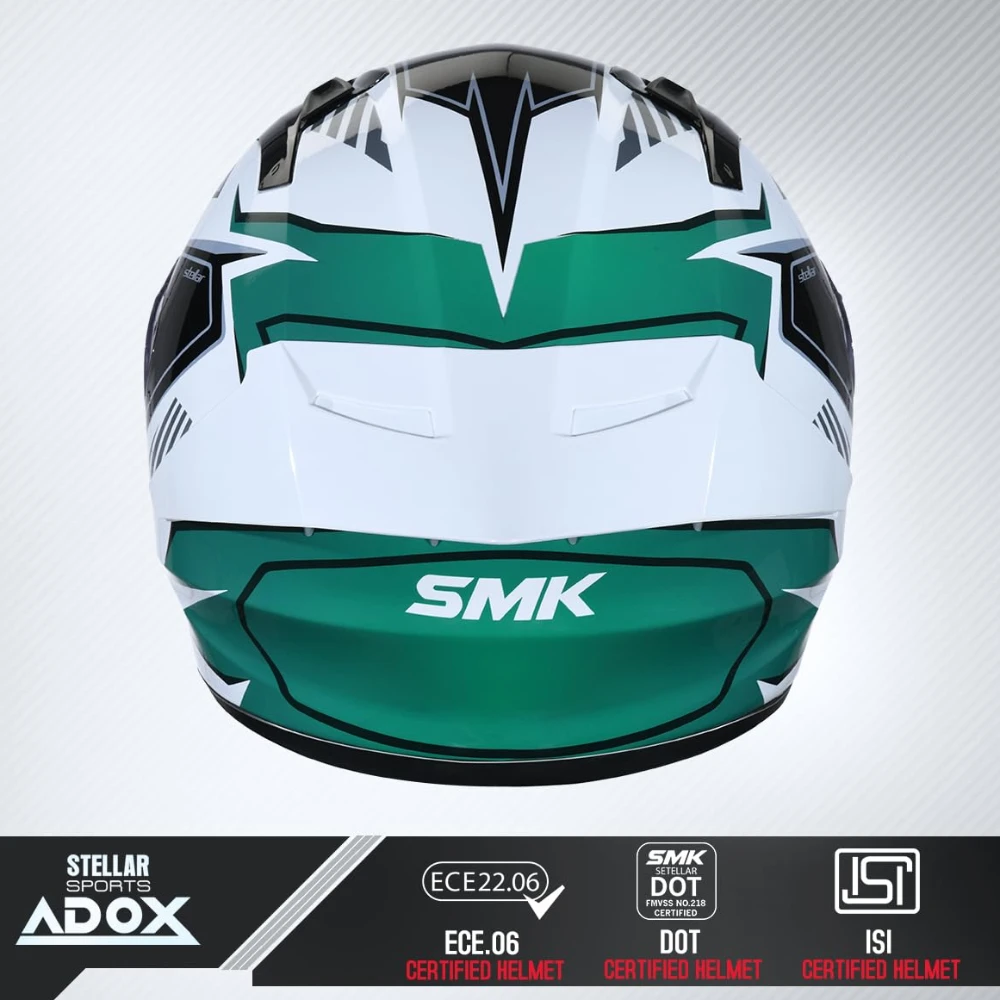 SMK Stellar Sports Adox Helmet ISI, DOT & Ece-06 Certified Full Face Helmet