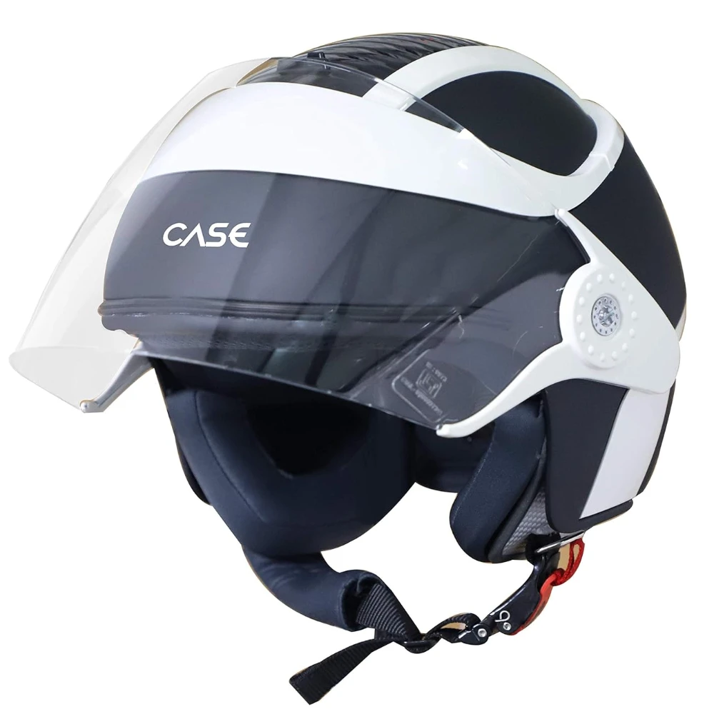 Steelbird SB-29 Case Open Face Helmet Black & Off White, Size: L(57-58 cm)