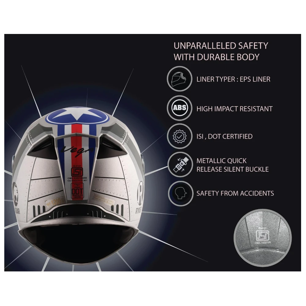 Vega Ryker Wingman Full Face Helmet Dull Coll Grey Black, Size: M(57-58 cm)