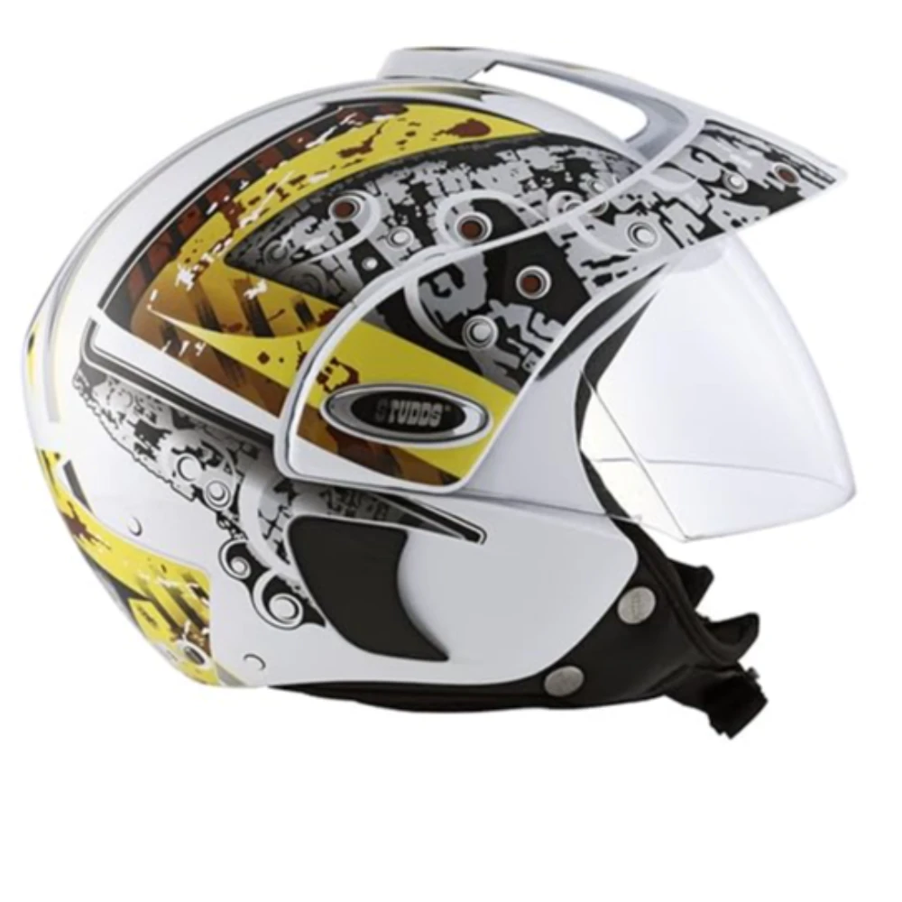 Studds Marshall D2 Open Face Helmet (White Yellow, M)