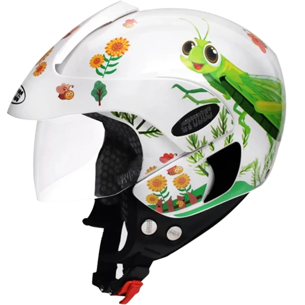 Studds Marshall D3 Open Face Lightweight Kids Motorcycling Helmet(White-XXXL)
