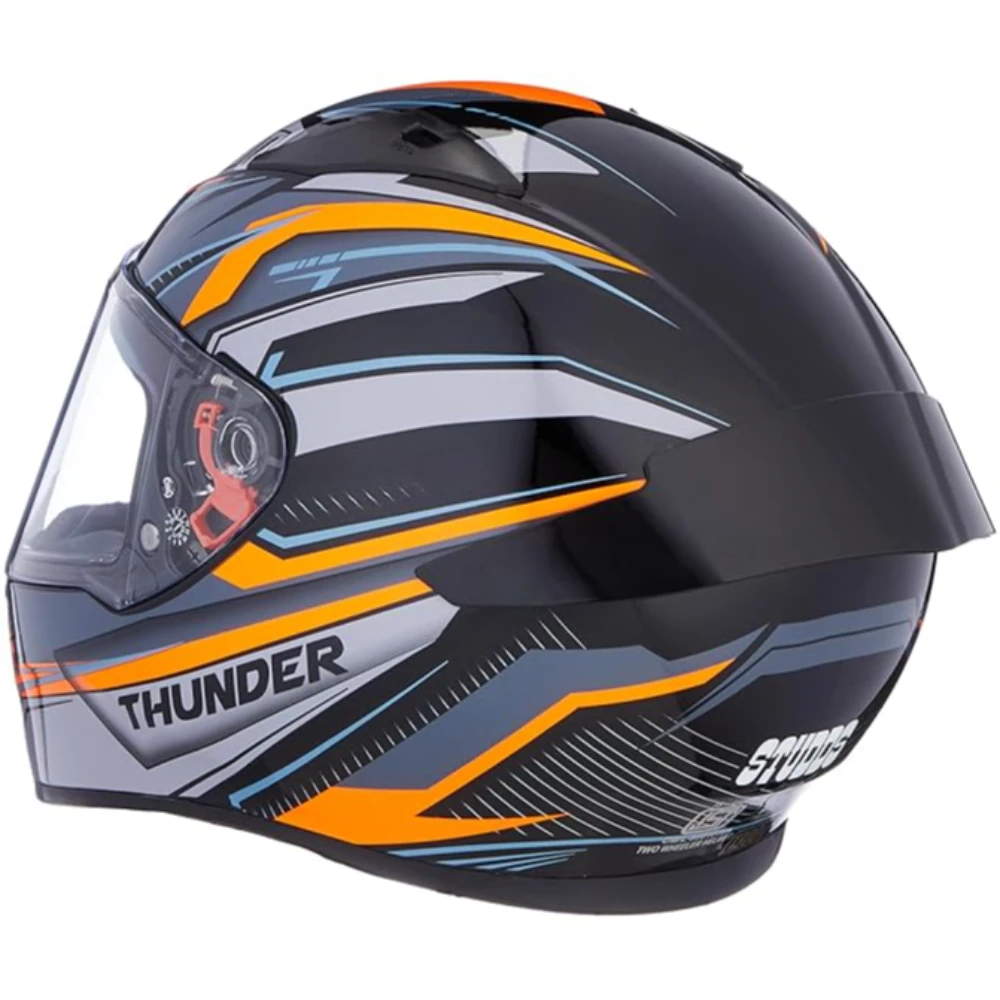 Studds Thunder Full Face Helmet D8 with Clear Visor (Matt Black N2, L)