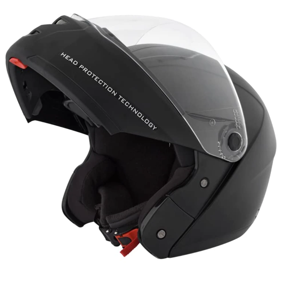 STUDDS Ninja ELITE Flip Up Full Face Helmet with Plain Center Strip (Black, x-large)