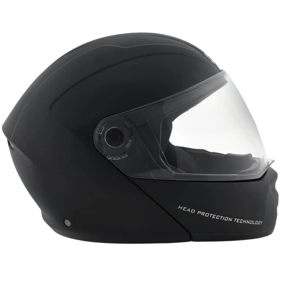 Studds Ninja ELITE Flip Up Full Face Helmet with Plain Center Strip (Black, L)