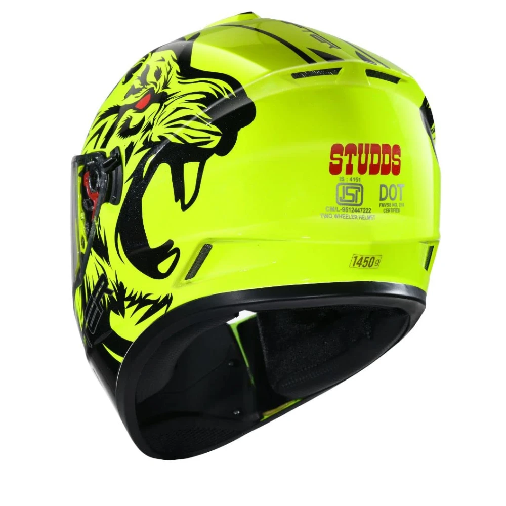 Studds Drifter Full Face Helmet Yellow N9, Size: M(57-58cm)