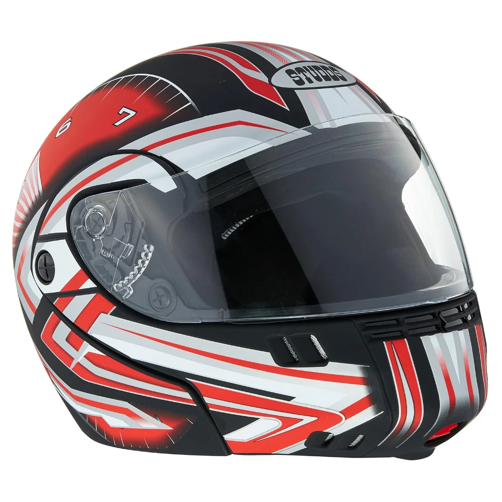 Studds Ninja 3G D1 Flip Up Full Face Helmet (Matt Black and Red, x-large)