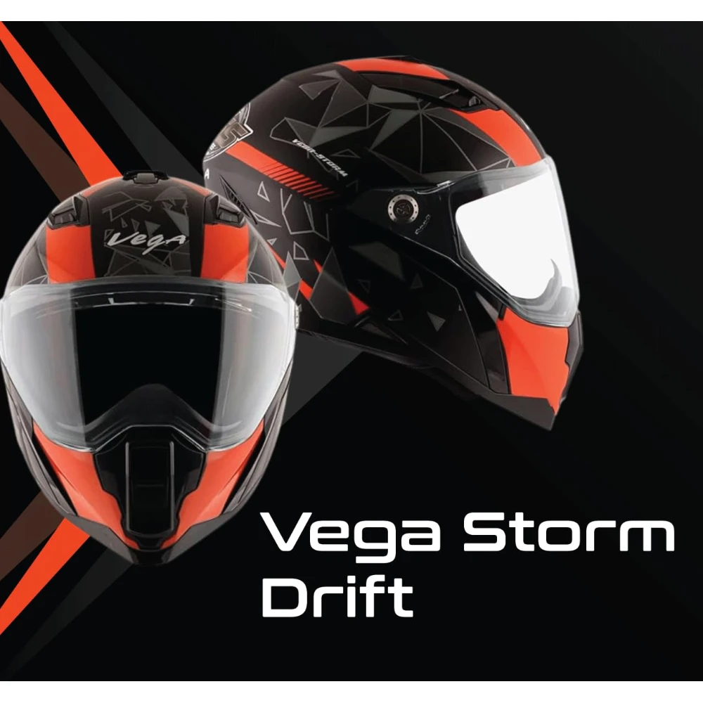 Vega Storm Drift Dull Black Orange Helmet-L