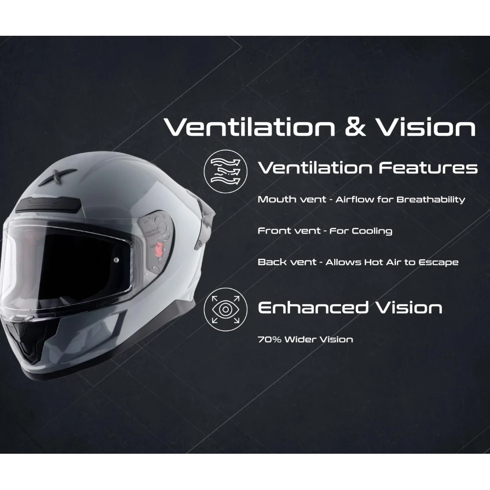Axor Saber ISI ECE and Dot Certified Lightweight Full Face Helmet for Men and Women with Pinlock Fitted Clear Visor and Advanced Ventilation-Nardo Grey-M, Motorcycling