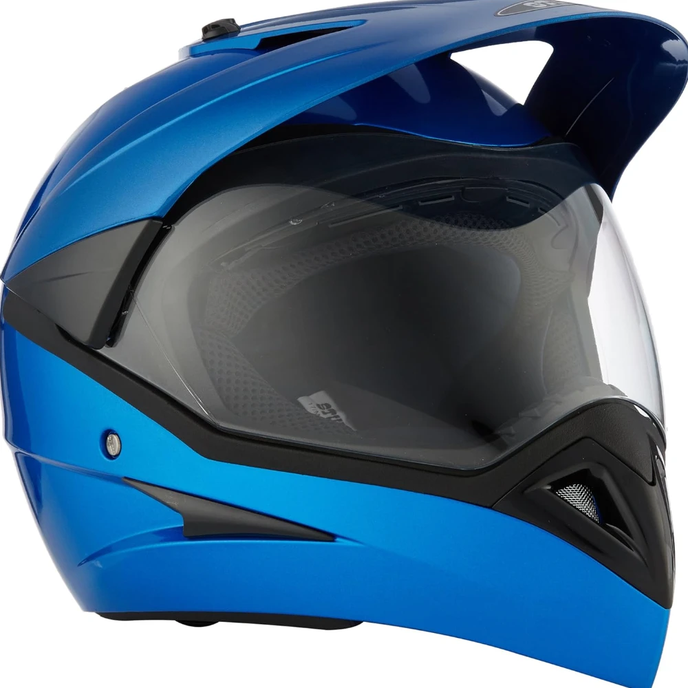 Studds Motocross Full Face Helmet with Visor (Flame Blue, Medium)