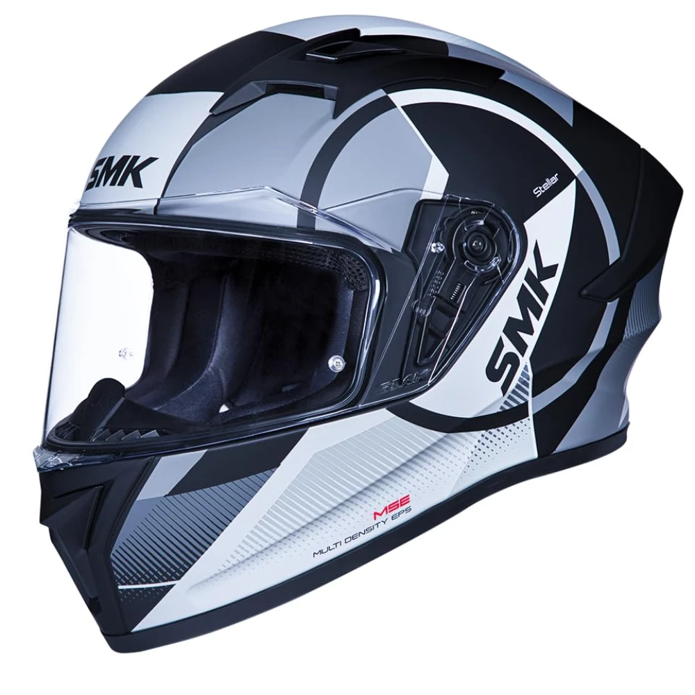 SMK Helmets Stellar Sports S01 Faro Motorcycling Helmet ISI DOT & ECE-06 Certified Full Face Helmet with Anti-Fog Clear Visor