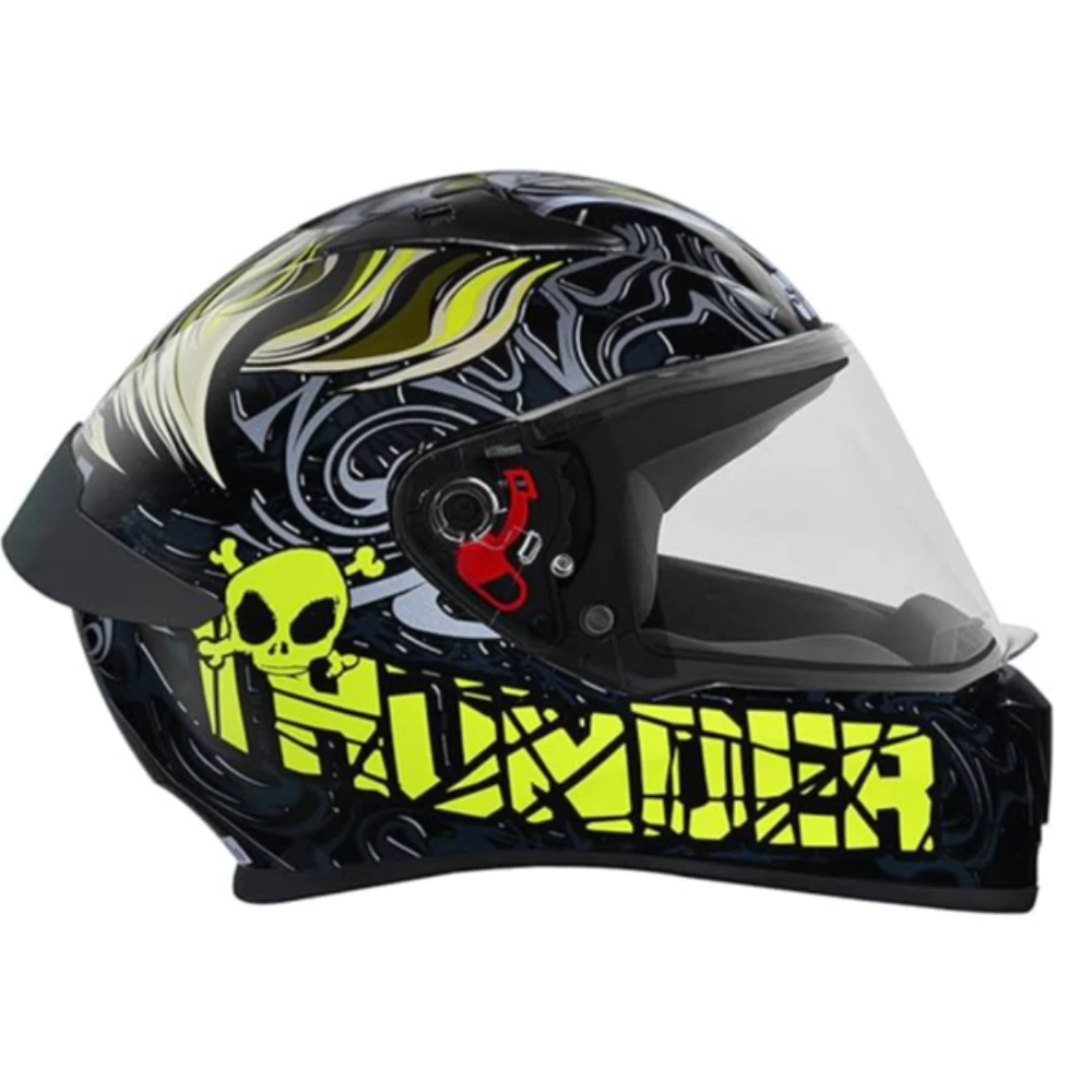 Studds Thunder Full Face Helmet D9 with Clear Visor (Black N5, XL)