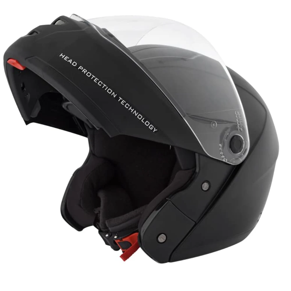 STUDDS Ninja ELITE Flip Up Full Face Helmet with Plain Center Strip (Black, x-large)
