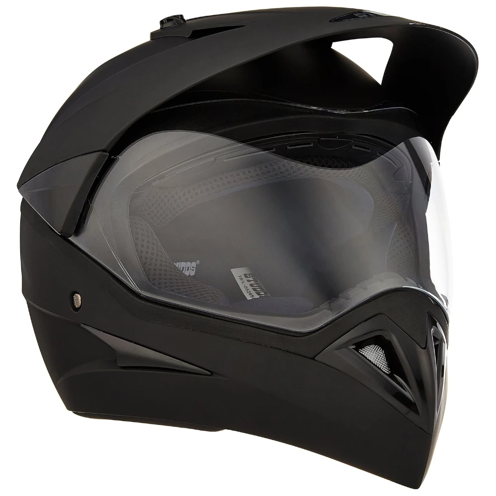 Studds Motocross Plain Full Face Helmet with Plain Visor (Matt Black, L)