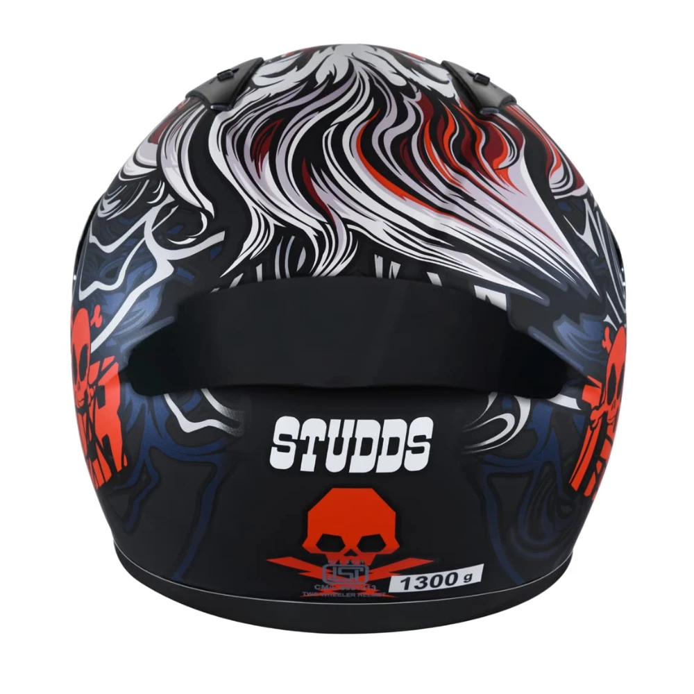 Studds Thunder Full Face Helmet D9 with Clear Visor (Matt Black N2, L)