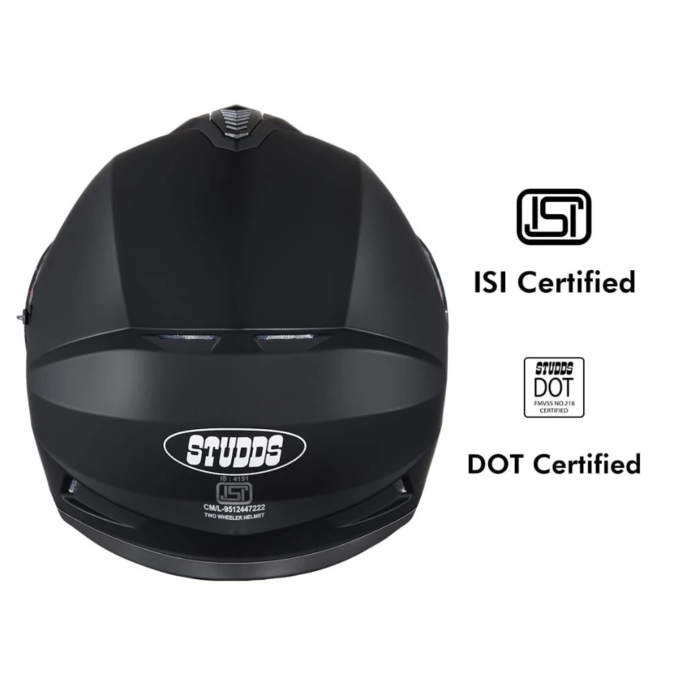 Studds Drifter ISI and DOT Certified Full face Helmet for Men and Women with Inner Sun Visor and Spoiler