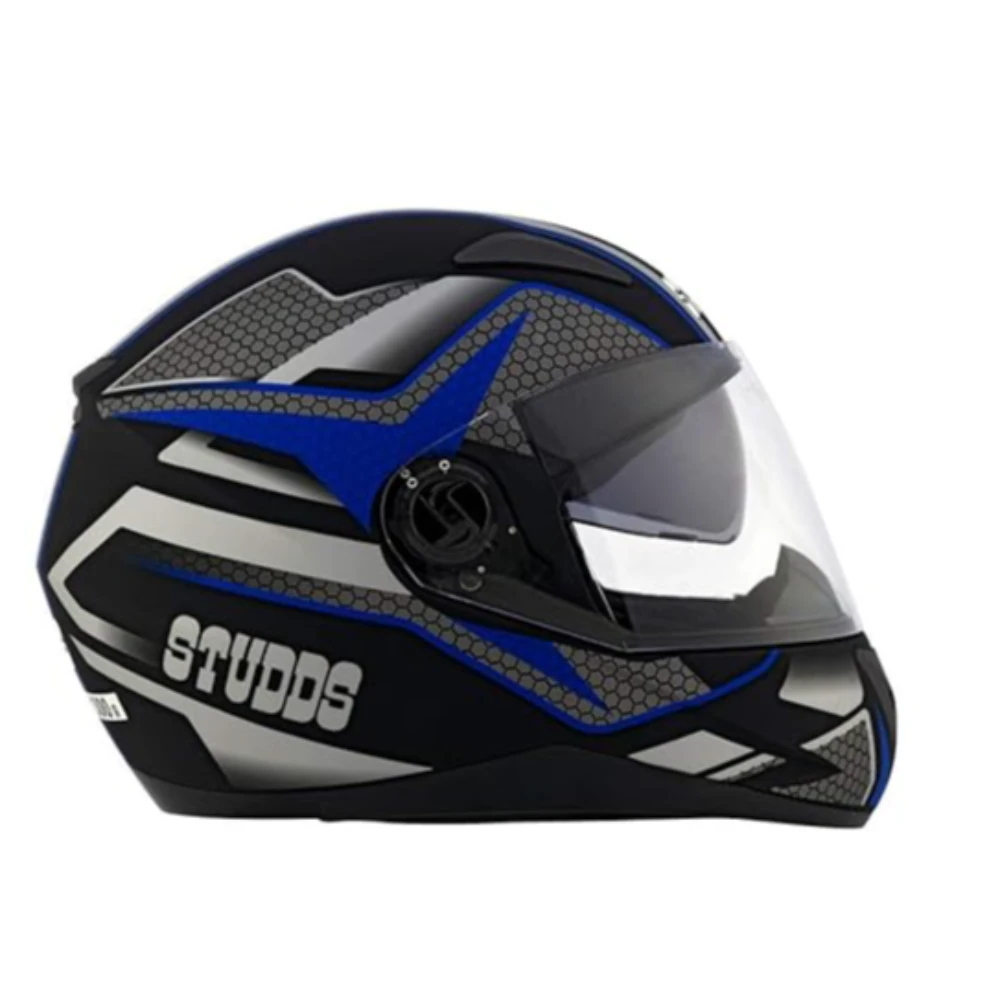 Studds SHIFTER D8 Decor Regulated Density EPS Full Face Helmet (Matt Black and Blue, XL)