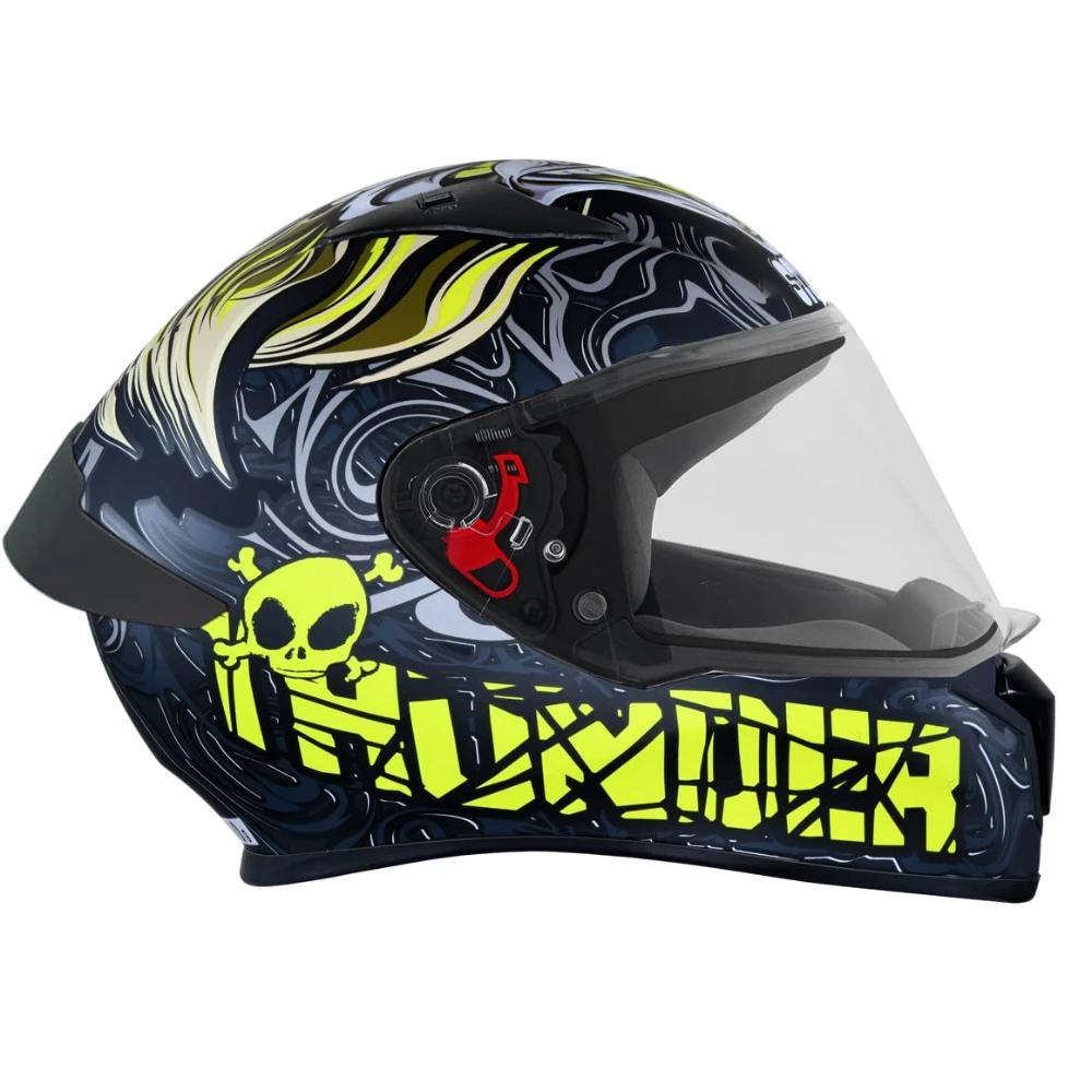 Studds Thunder Full Face Helmet D9 with Clear Visor (Matt Black N5, L)