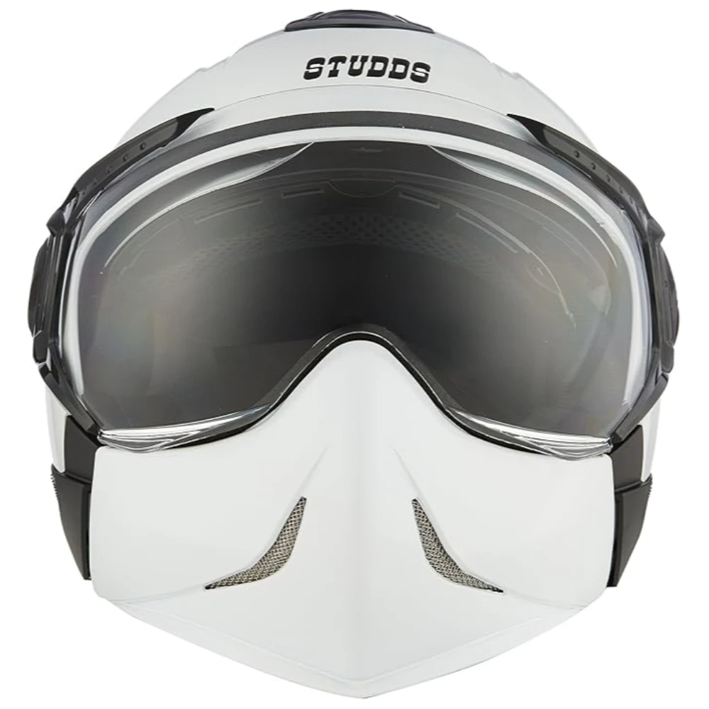 Studds DOWNTOWN Flip Off Full Face Helmet (White, Medium)