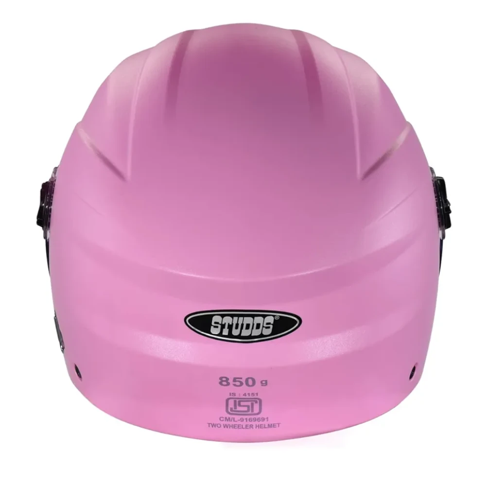 STUDDS RAY ISI Certified Open FACE Helmet for Men and Women with D - Ring Lock (Pink/L)