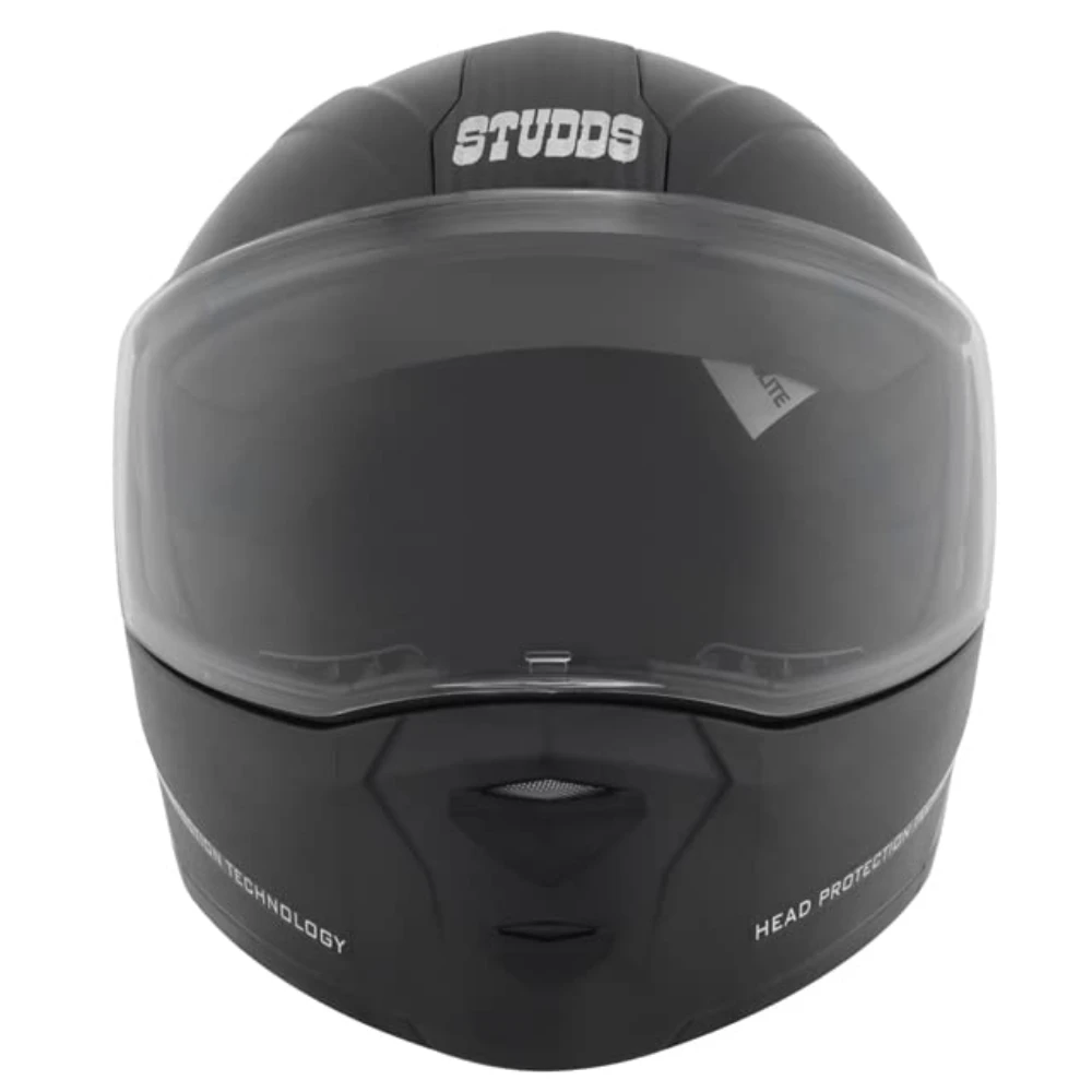 STUDDS Ninja ELITE Flip Up Full Face Helmet with Plain Center Strip (Black, x-large)
