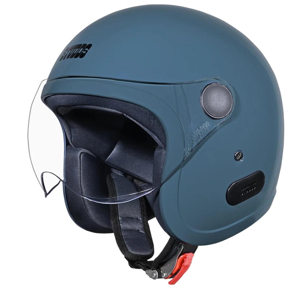 Studds Jet Open Face ISI Certified Helmet with Chopper Visor Shark Skin Blue - M