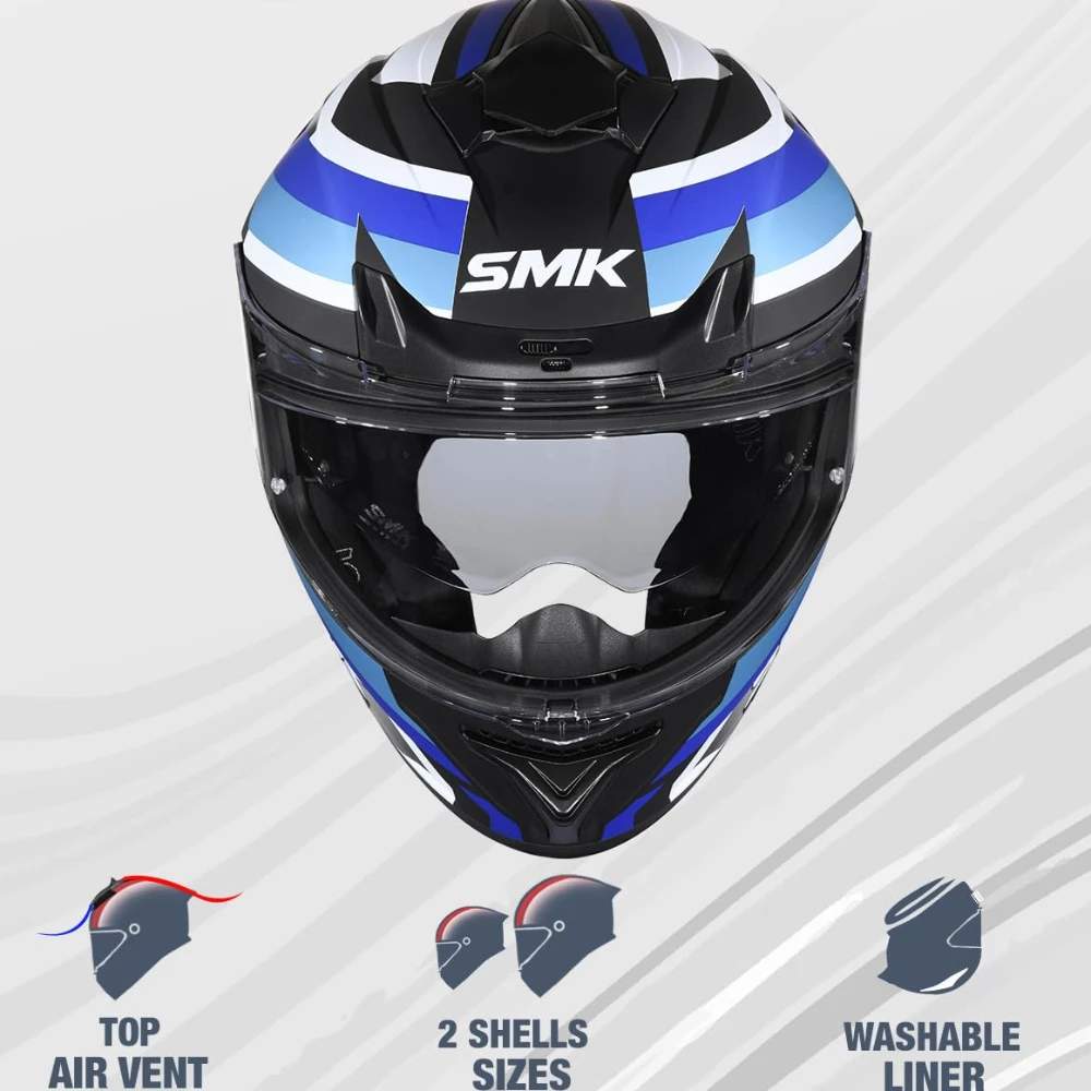 SMK Typhoon Freeride ISI ECE & DOT Certified Full Face Dual Visor Helmet for Men and Women with Pinlock Fitted Clear Visor and Inner Sun Visor ( GL251 - 2XL )