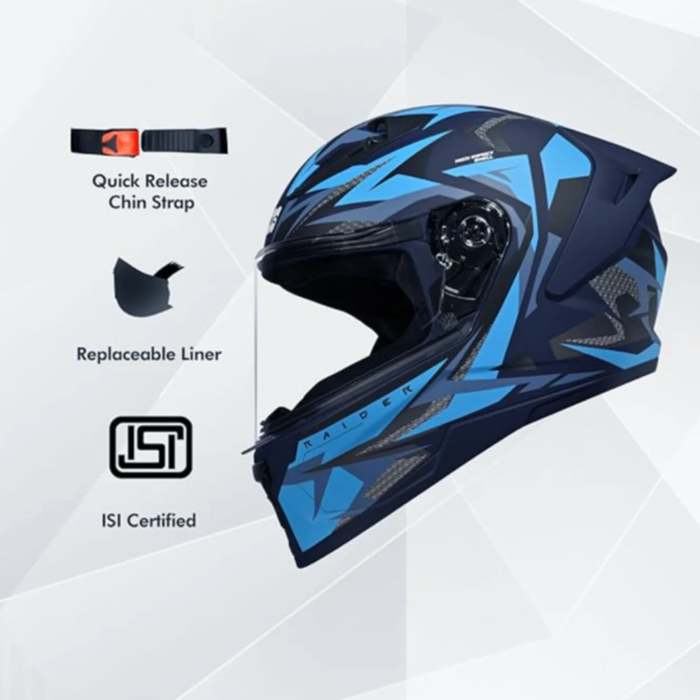 STUDDS Raider Skulpt ISI Certified Full Face Helmet for Men and Women with Spoilor and Clear Visor