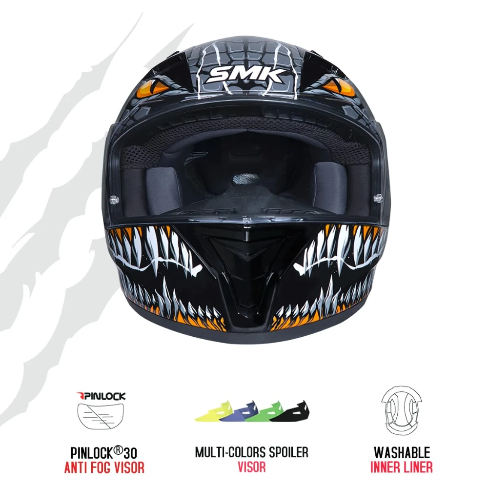 Smk Stellar Sports Taotei Helmet Ece-06 Certified with Anti Fog Clear Visor for Men and Women