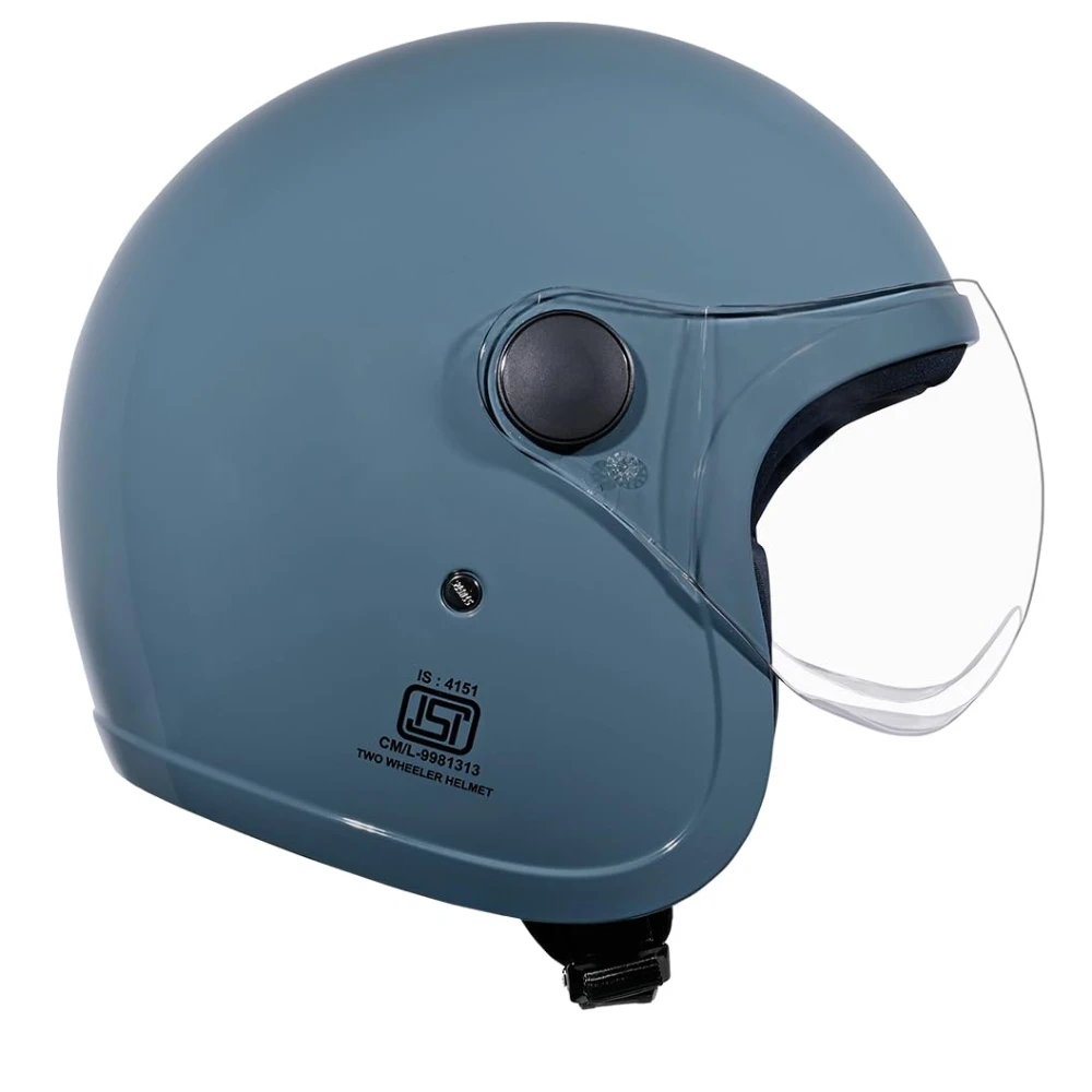 Studds Jet Open Face ISI Certified Helmet with Chopper Visor Shark Skin Blue - M
