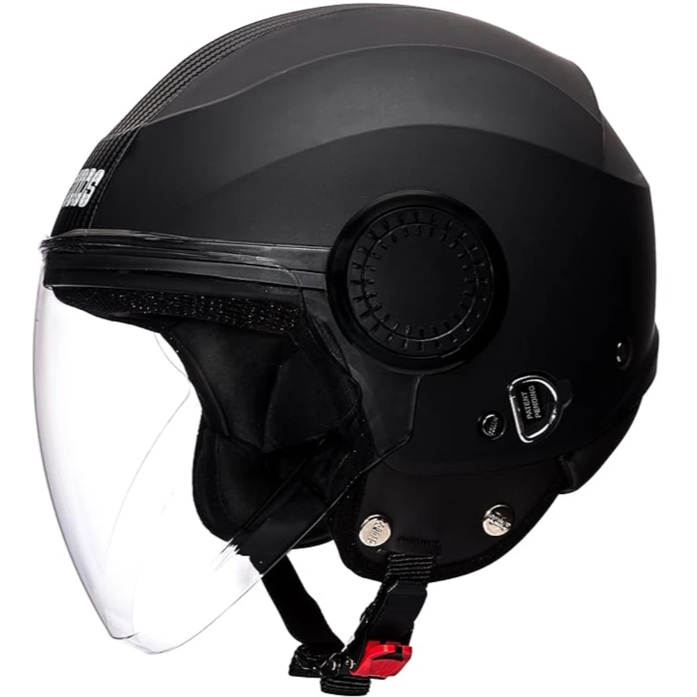 Studds Urban Black with Black Strip Open Face Helmet (L)