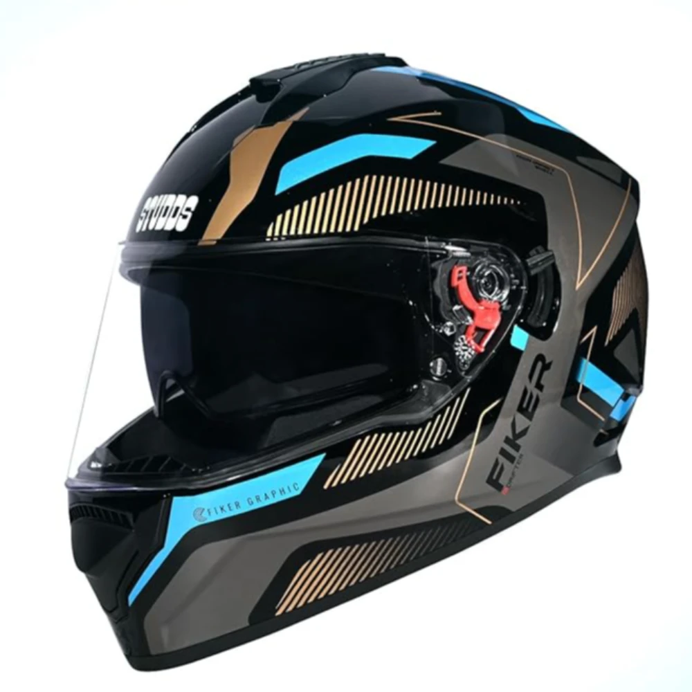 Studds Drifter D5 Fiker ISI and DOT Certified Full face Helmet for Men and Women with Inner Sun Visor and Spoiler (Black M)