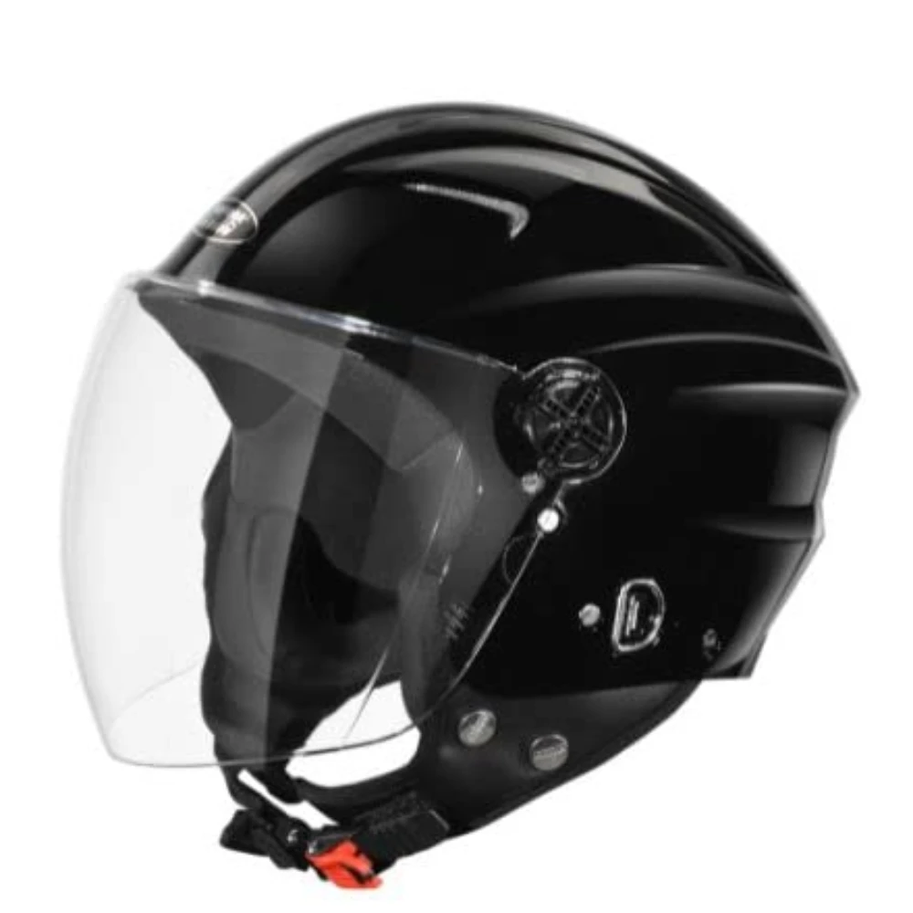 STUDDS RAY Super ISI Certified Open FACE Helmet for Men and Women with D - Ring Lock (Black M)