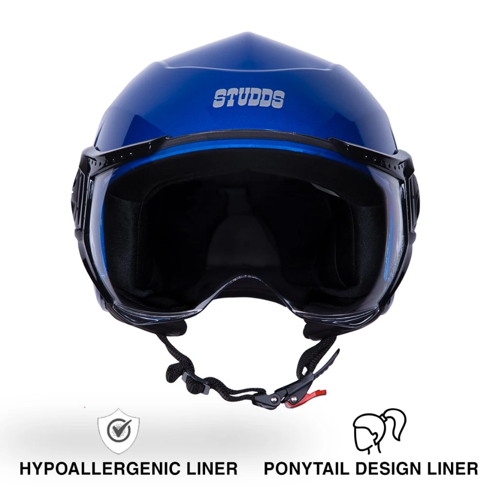 Studds Urban Dame ISI Certified Open Face Helmet for Women (Flame Blue - Xs)