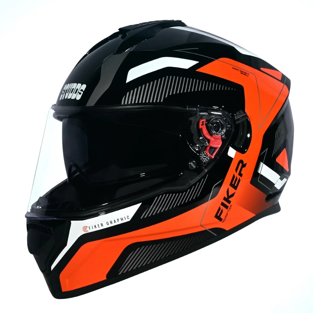 Studds Drifter D5 Fiker ISI and DOT Certified Full face Helmet for Men and Women with Inner Sun Visor and Spoiler (Black L)