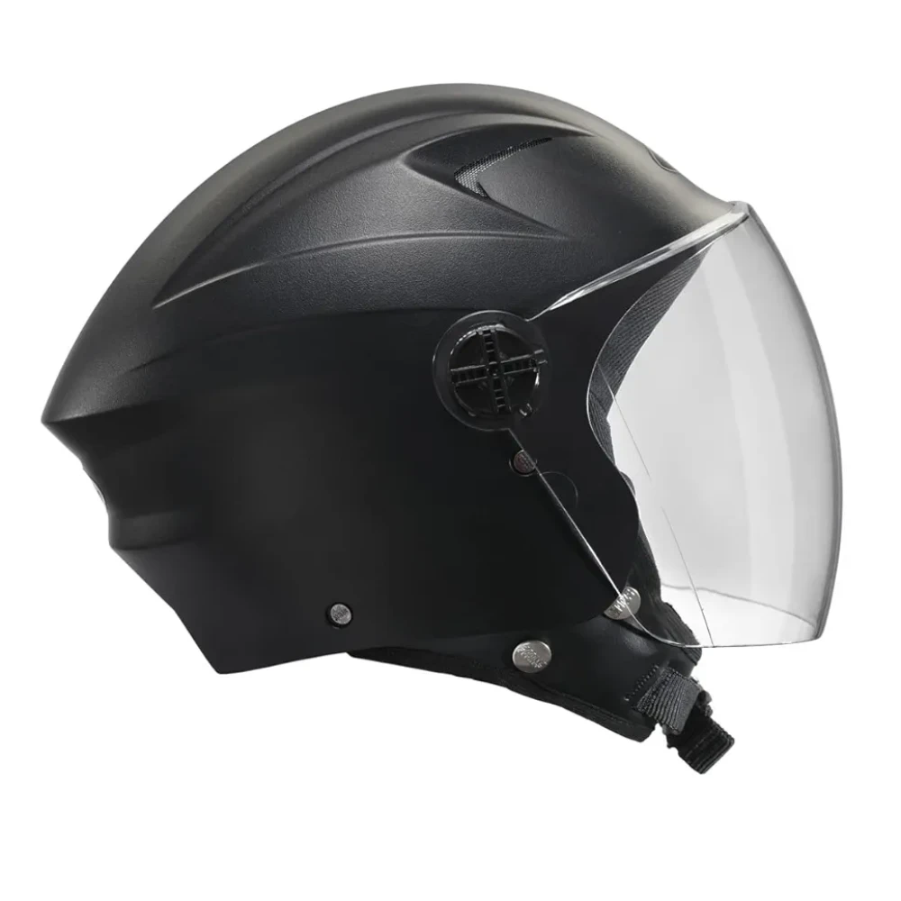 STUDDS RAY ISI Certified Open FACE Helmet for Men and Women with D - Ring Lock (Black/XL)