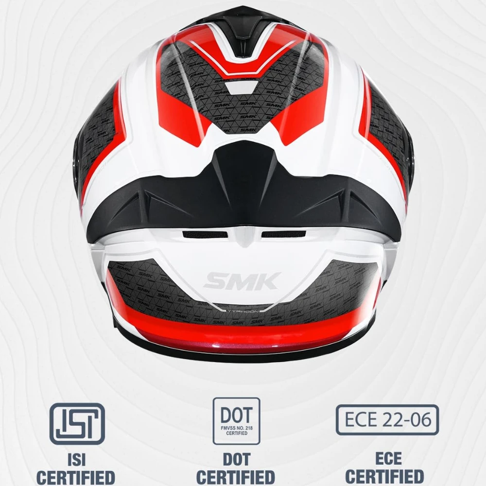 SMK Typhoon RD1 ISI ECE & DOT Certified Full Face Dual Visor Helmet for Men and Women with Pinlock Fitted Clear Visor and Inner Sun Visor ( White - GL136 - S )