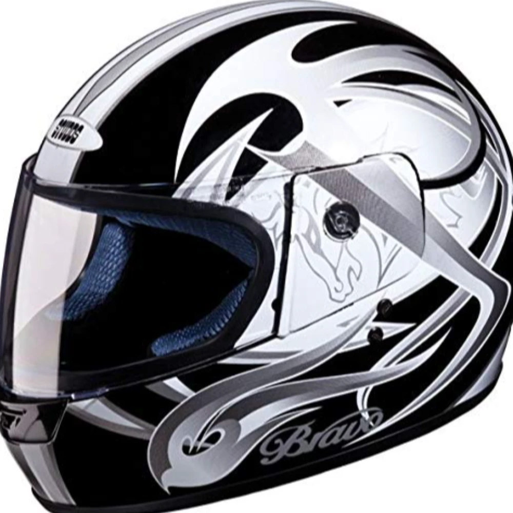 Studds Bravo D3 Full Face Helmet, Black and Grey (Large 580MM)
