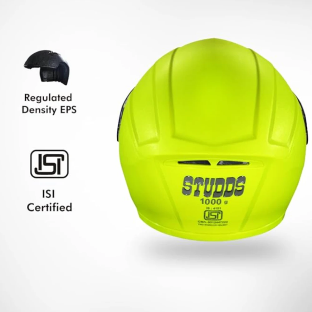 STUDDS Crest Eco ISI Certified Full Face Helmet for Men and Women with Clear Visor