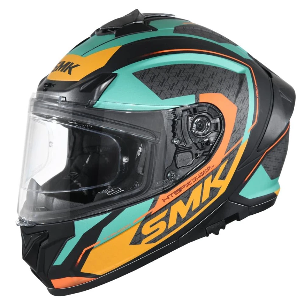 SMK Typhoon RD1 ISI ECE & DOT Certified Full Face Dual Visor Helmet for Men and Women with Pinlock Fitted Clear Visor and Inner Sun Visor ( MATT Black - MA287 - XS )