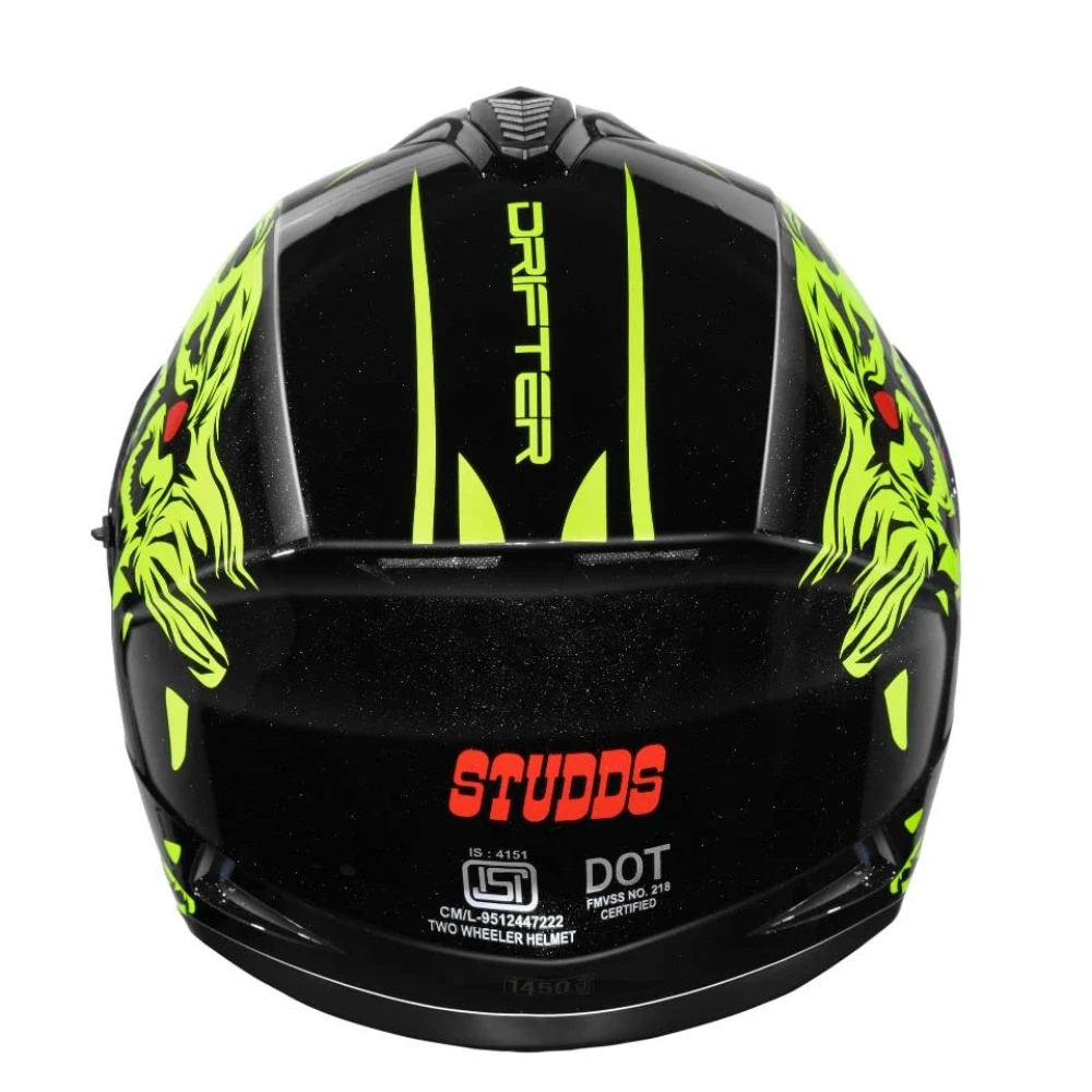 Studds Drifter Full Face Helmet Black N5, Size: M(57-58cm)