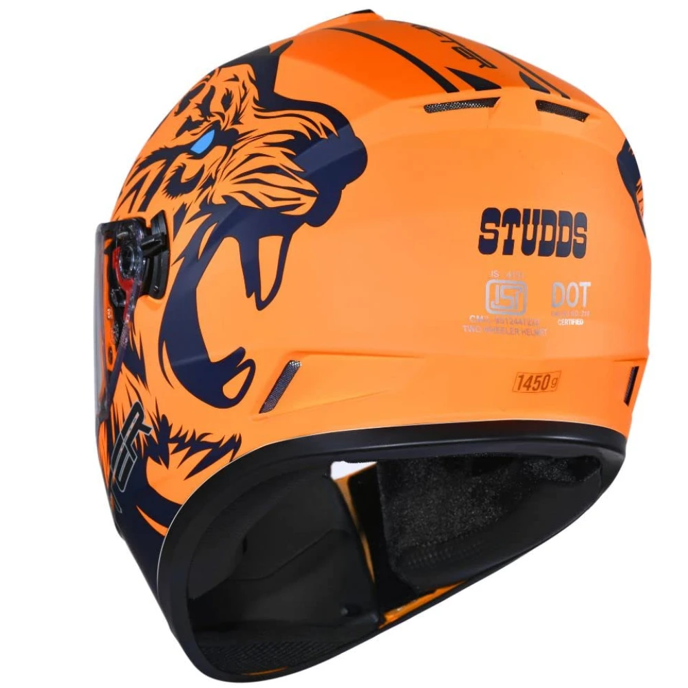 Studds Drifter Full Face Helmet Matt Orange N1, Size: M(57-58cm)