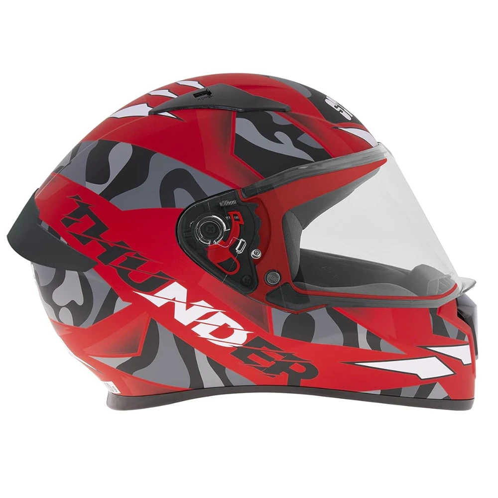 Studds ThunderD7 ISI and DOT Certified Full Face Graphic Helmet for Men and Women with Clear Visor (Matt Red N9, XL)